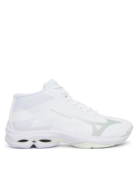 Mizuno Обувки за зала Wave Lightning Pro Mid бял