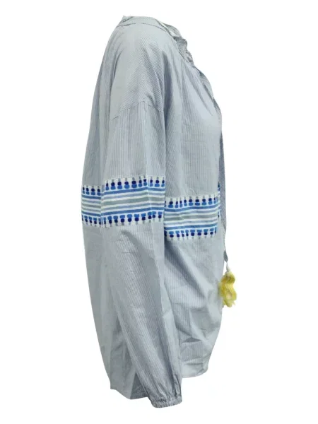 Bluză Lemlem cu broderie cu dungi albastru