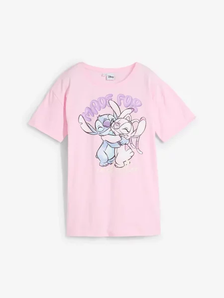 Koszulka oversize z motywem Disney Stitch różowa
