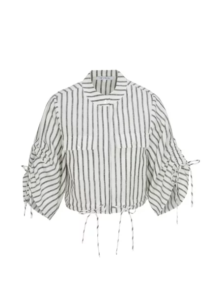 Top Hevron w paski wiązany biały