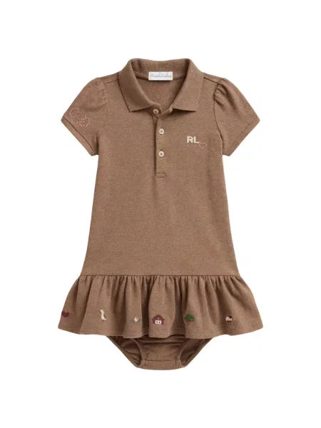 Sukienka dziecięca Polo Ralph Lauren brązowa
