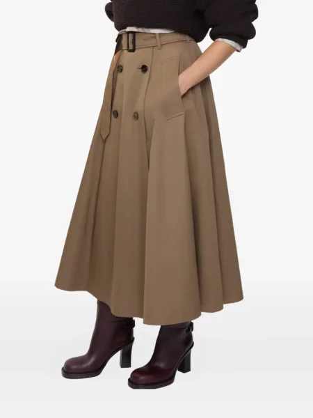 Fustă midi Burberry până la genunchi maro