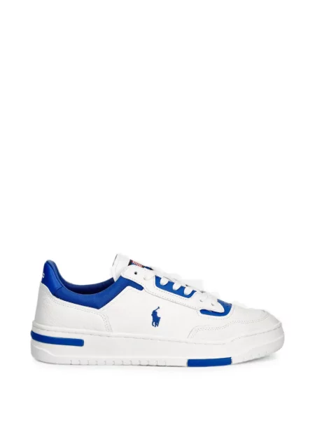 Papuci Polo Ralph Lauren din piele cu autograf cu cordon albastru