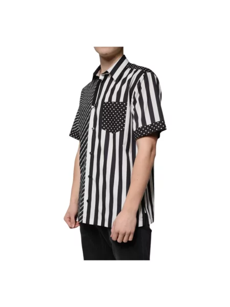 Koszula Dolce And Gabbana w paski casual z paskiem czarna