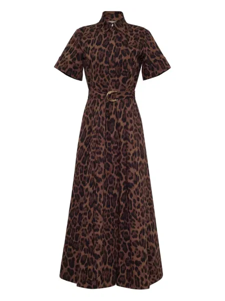 Sukienka koszulowa Adam Lippes garniturowa brązowa