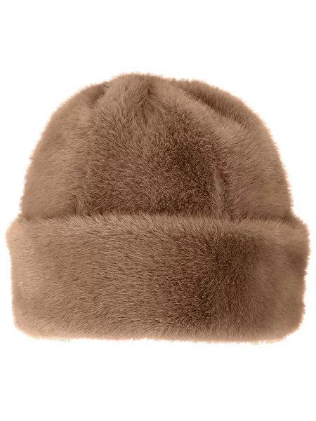 Czapka puchowa supermiękka w kolorze taupe jeden beżowa