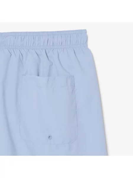 Lacoste Monochromatyczne Kąpielówki Średniej Długości niebieski
