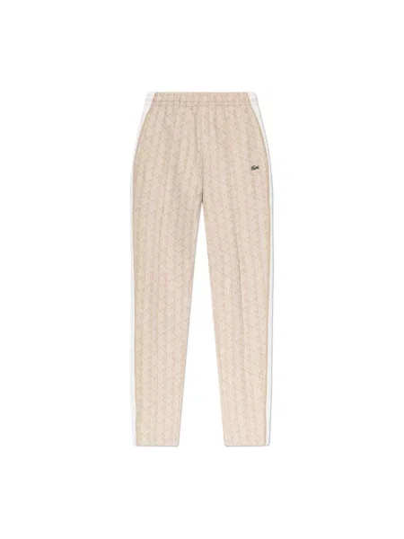 Spodnie dresowe Lacoste żakardowe do biegania beżowe