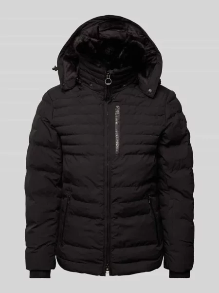 Kurtka pikowana z detalami z logo model ‘POLAR’ Wellensteyn czarna