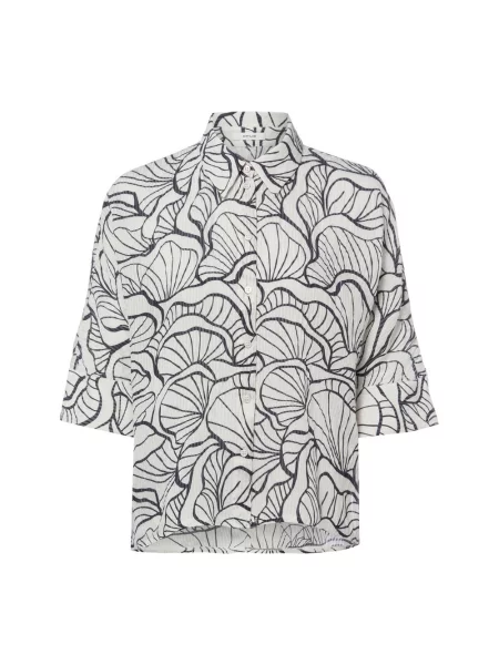 Bluzka w kroju relaxed fit w całościowym wzorze model Fashell' Opus biała
