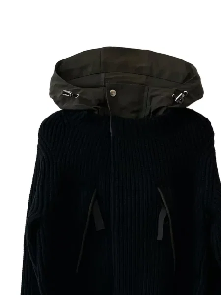 Geacă Sacai tricotate cu glugă negru