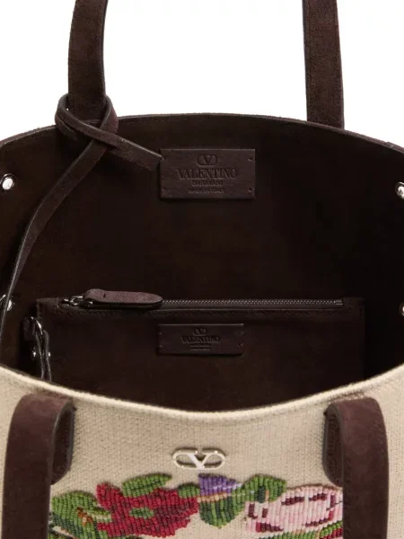 Geantă shopper Valentino Garavani maro