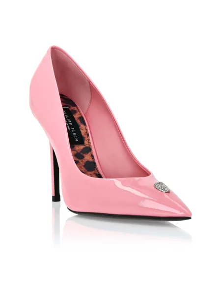 Czółenka Philipp Plein skórzana różowa