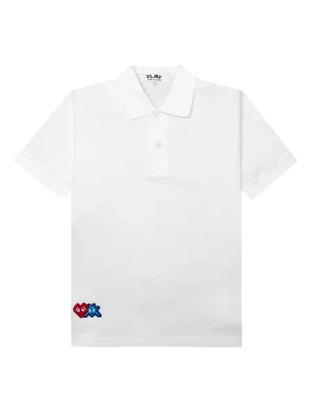 Polo Comme Des Garcons Play cu broderie cu motiv cu inimi alb