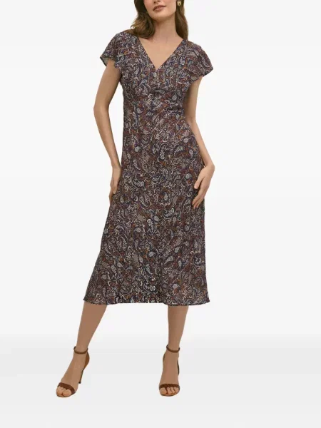 Rochie midi Brooks Brothers cu imagine cu decolteu în V cu model paisley albastru