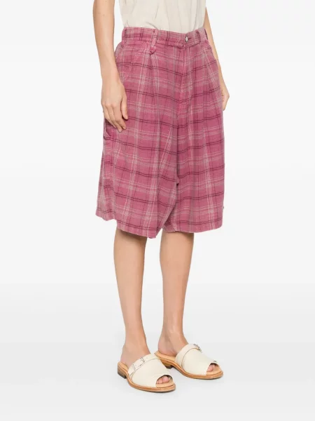 Szorty R13 w kratę różowe