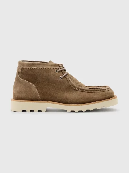 Велурени обувки AllSaints Skiff Suede Boot сиво бежово