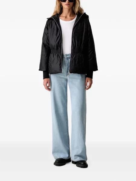 Geacă Armani Exchange cu glugă cu imagine cu cordon negru