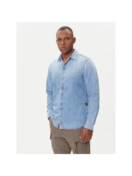 G-Star Raw Джинсова сорочка Блакитний Slim Fit синя