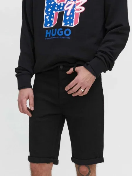 HUGO Rövidnadrág | Tapered | denim fekete