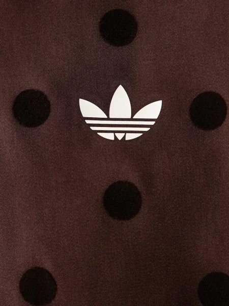 Сатенен суичър с цип Adidas Originals на точки кафяво