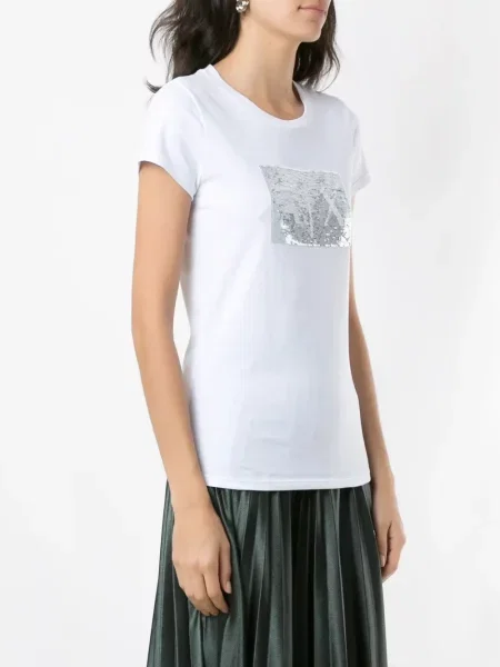 Тениска Armani Exchange с принт бяло