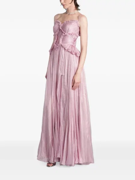 Rochie maxi Iris Serban cu volane roz