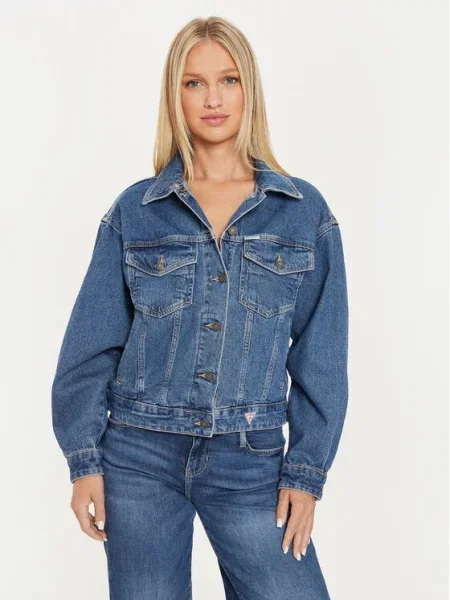 Kurtka Guess JEANS Oversize Trucker Jacket Gj Medium Wash S niebieska