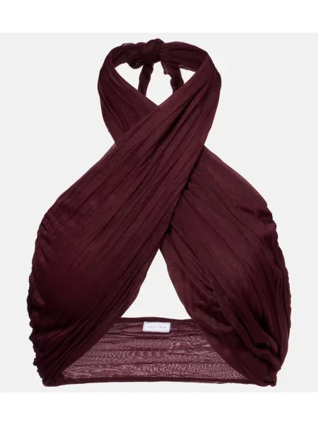 Top Jade Swim cu gât halter bordo