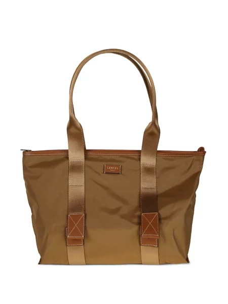 Geantă shopper Lancel din piele cu autograf maro