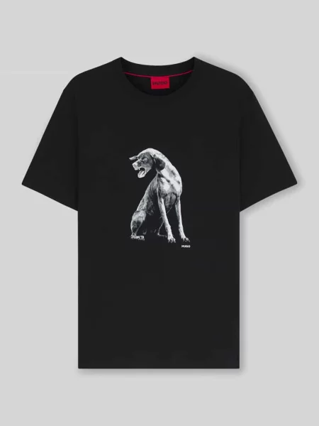 T-shirt o kroju regular fit z czystej bawełny Hugo czarna