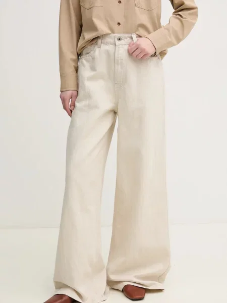 Pepe Jeans blugi din amestec de in WIDE LEG JEANS UHW JAIMY femei bej