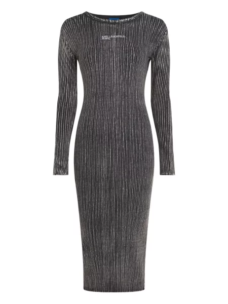 Rochie din denim Karl Lagerfeld Jeans până la genunchi de costum negru