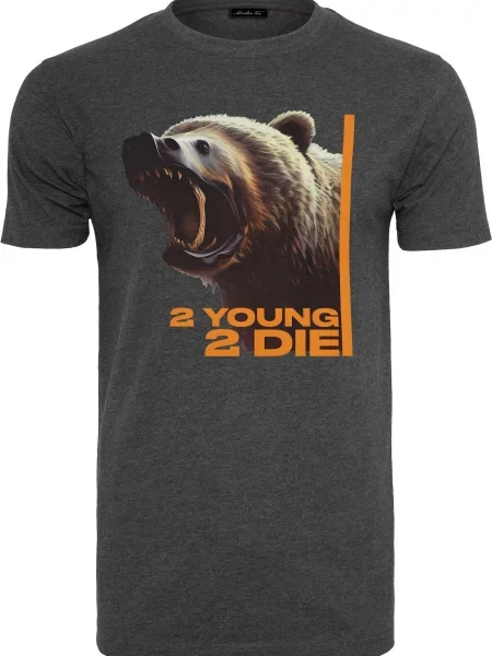 Mister Tee Tričko 2 Young 2 Die hnědá / antracitová / oranžová bílá
