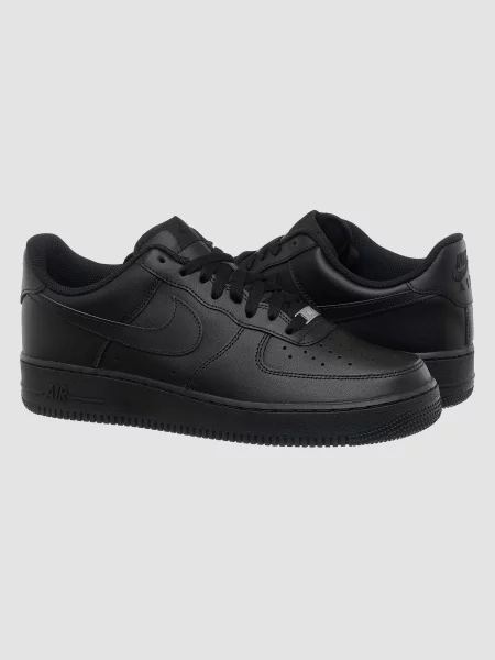 Кожаные кроссовки Nike Air Force 1 черные