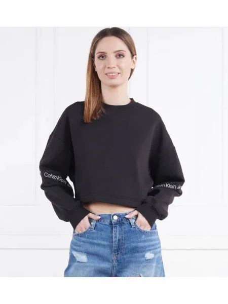 CALVIN KLEIN JEANS Hanorac | Cropped Fit negru