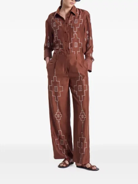 Pantaloni Maria Cher cu broderie maro