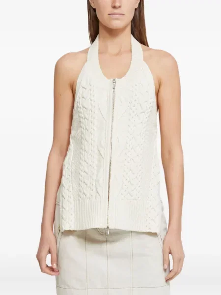 Top 3.1 Phillip Lim tricotate cu gât halter alb