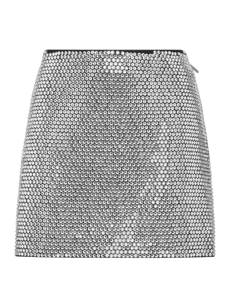 Mała mały spódnica skórzana Philipp Plein szara