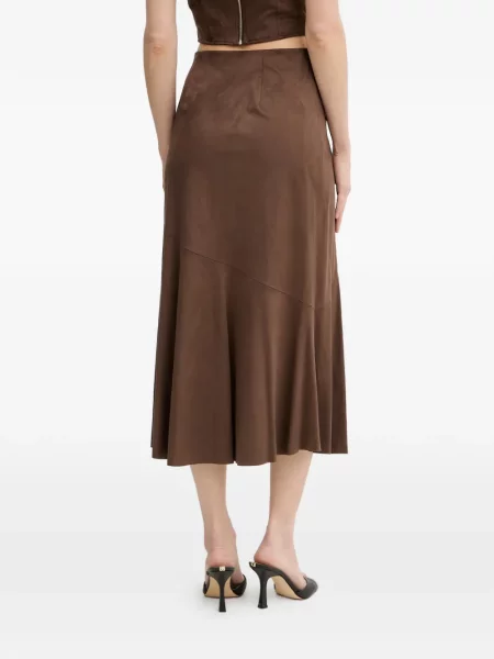 Fustă midi Guess în linie A maro