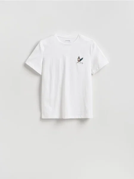 Reserved Tricou regular fit din mercerizat alb