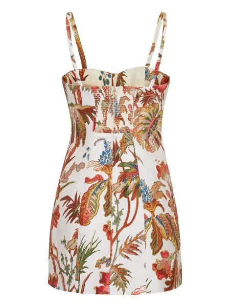 Rochie mini Cara Cara cu model floral de costum alb