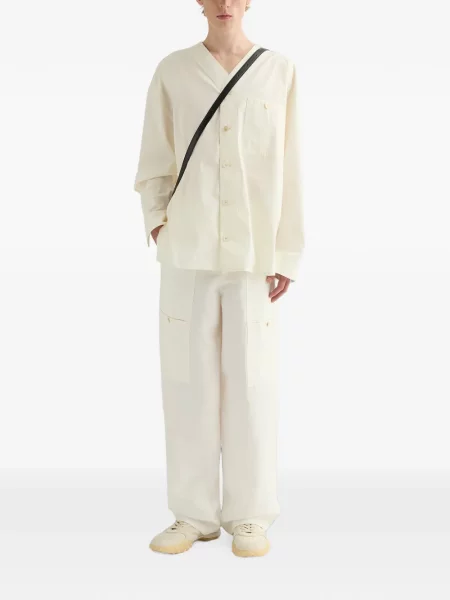 Cămașă Jil Sander cu decolteu în V din poplin