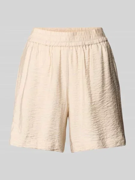 Szorty o kroju relaxed fit z efektem marszczenia model ‘Kelly’ My Essential Wardrobe beżowe