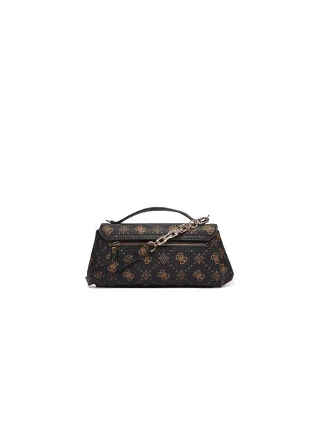 Ročna torba Guess Emelie Logo Temno rjava