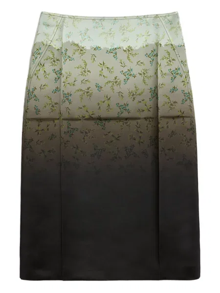 Fustă midi Jil Sander cu model floral până la genunchi verde