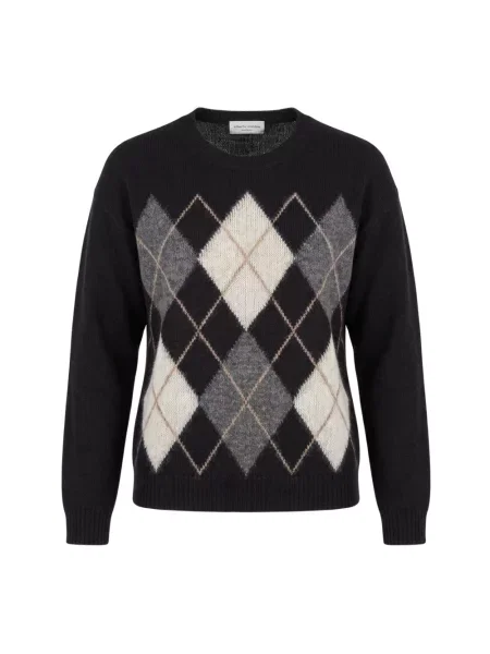 Sweter Roberto Collina wełniany z nadrukiem z wzorem argyle