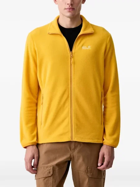 Hanorac din fleece Jack Wolfskin cu broderie din fleece galben