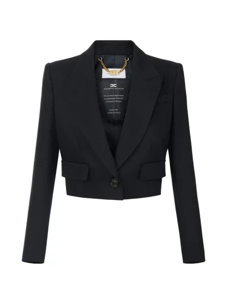 Decupat geacă Elisabetta Franchi de lână negru