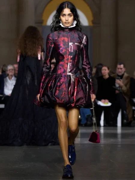 Rochie Erdem cu model floral cu imagine roșu